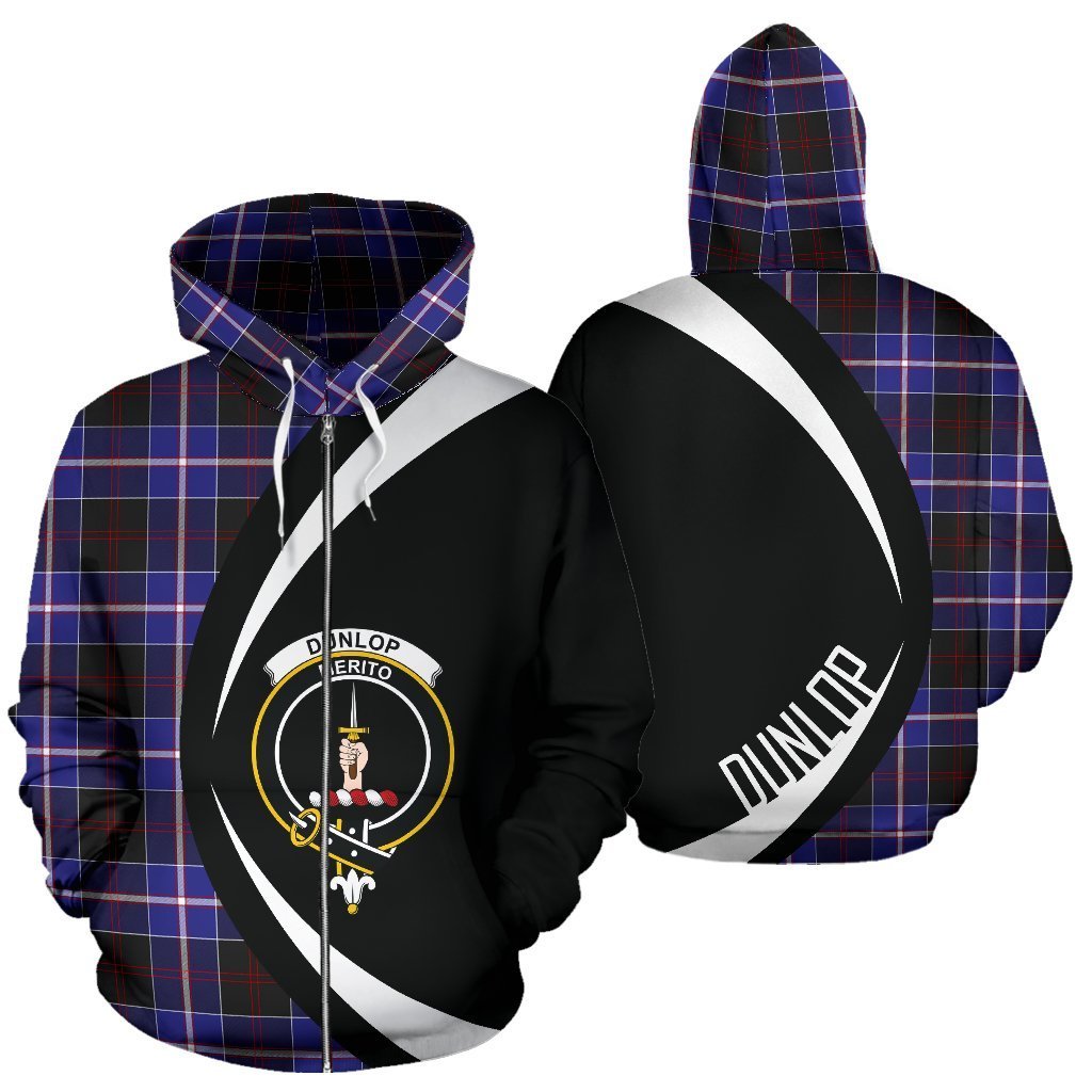 Dunlop Modern Tartan Crest Zipper Hoodie - Circle Style