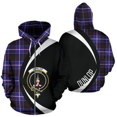 Dunlop Modern Tartan Crest Zipper Hoodie - Circle Style