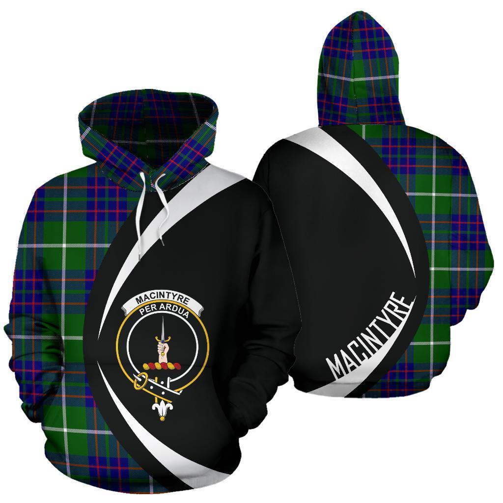 MacIntyre Hunting Modern Tartan Crest Hoodie - Circle Style