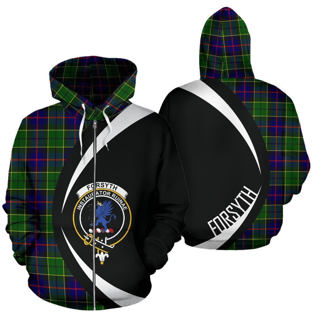 Forsyth Modern Tartan Crest Zipper Hoodie - Circle Style