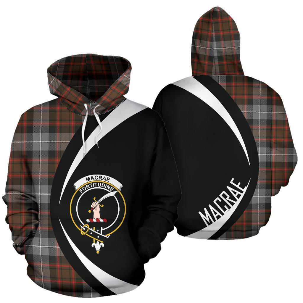 MacRae Hunting Weathered Tartan Crest Hoodie - Circle Style