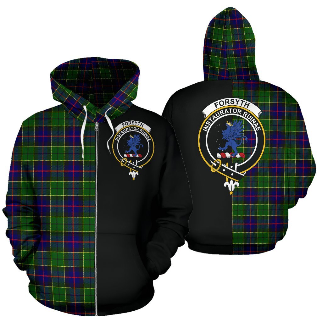 Forsyth Modern Tartan Crest Zipper Hoodie - Half Of Me Style