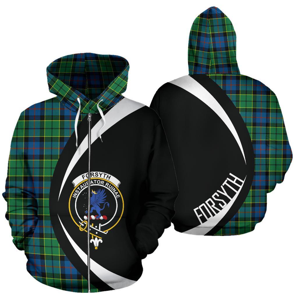 Forsyth Ancient Tartan Crest Zipper Hoodie - Circle Style