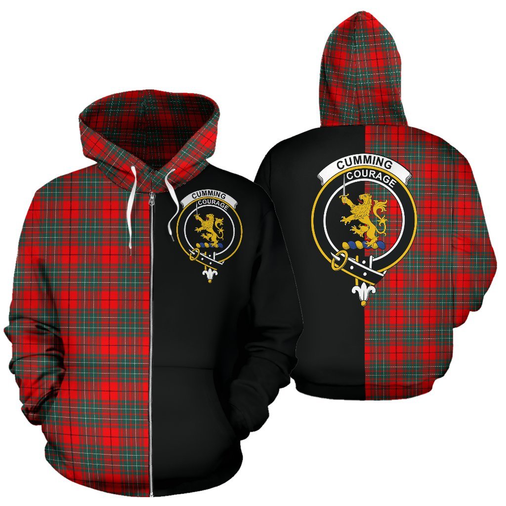 Cumming Modern Tartan Crest Zipper Hoodie - Half Of Me Style