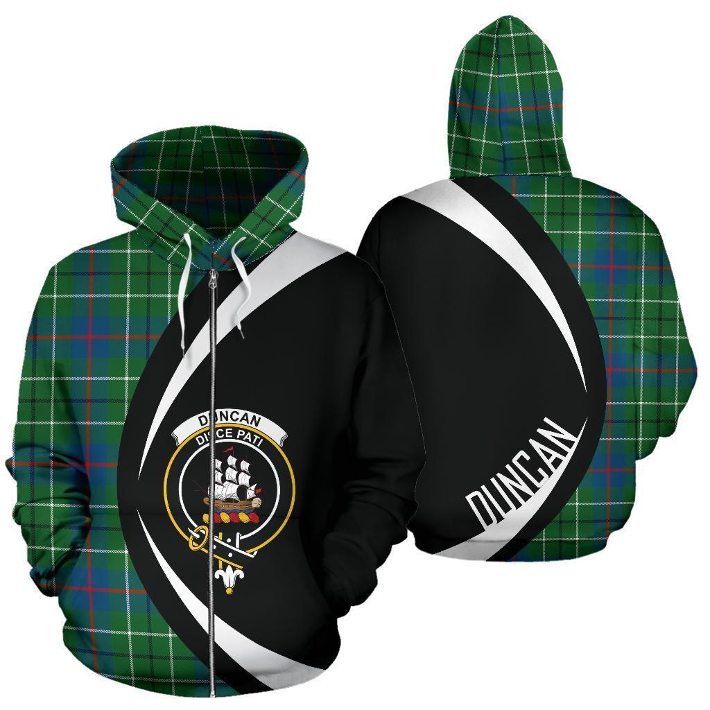 Duncan Ancient Tartan Crest Zipper Hoodie - Circle Style