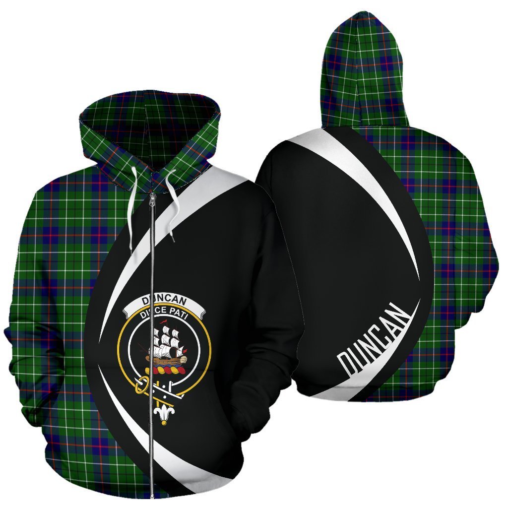 Duncan Modern Tartan Crest Zipper Hoodie - Circle Style