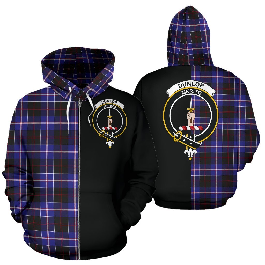 Dunlop Modern Tartan Crest Zipper Hoodie - Half Of Me Style
