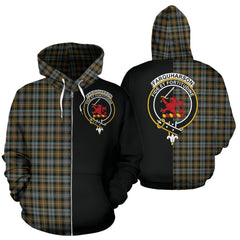 Farquharson Weathered Tartan Crest Zipper Hoodie - Half Of Me Style