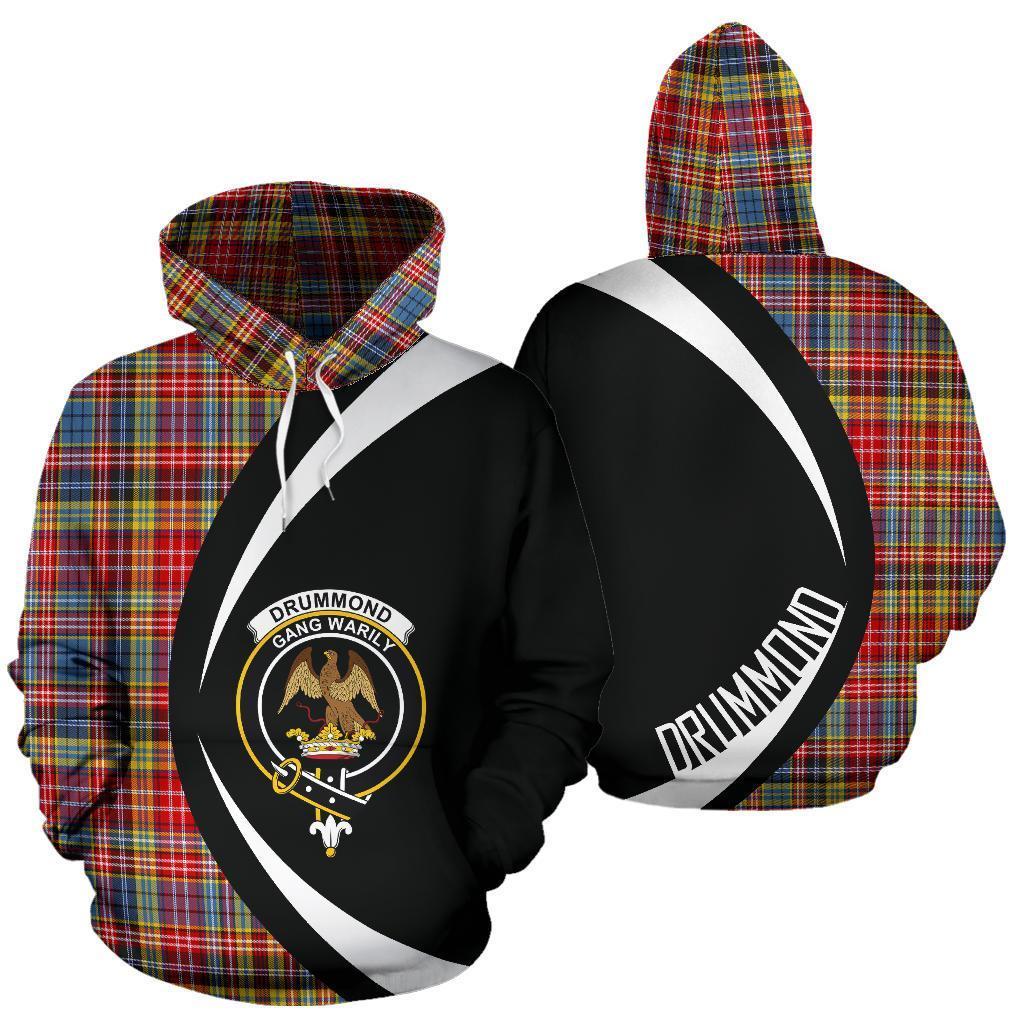 Drummond of Strathallan Tartan Crest Hoodie - Circle Style