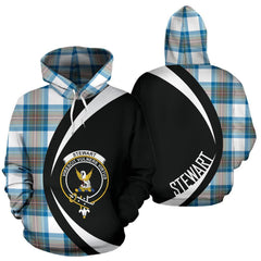 Stewart Muted Blue Tartan Crest Hoodie - Circle Style