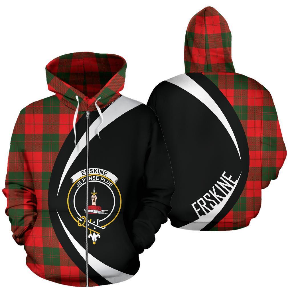 Erskine Modern Tartan Crest Zipper Hoodie - Circle Style