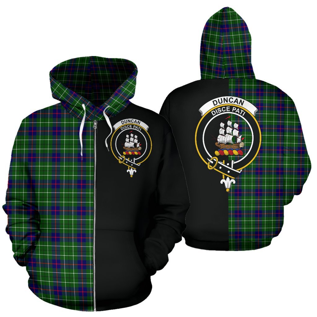 Duncan Modern Tartan Crest Zipper Hoodie - Half Of Me Style
