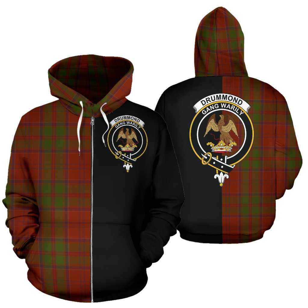 Drummond Tartan Crest Zipper Hoodie - Half Of Me Style