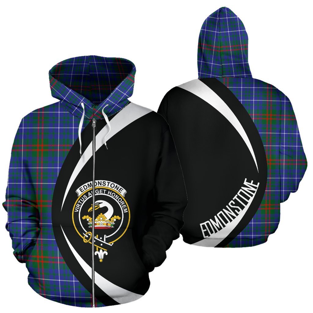 Edmonstone Tartan Crest Zipper Hoodie - Circle Style