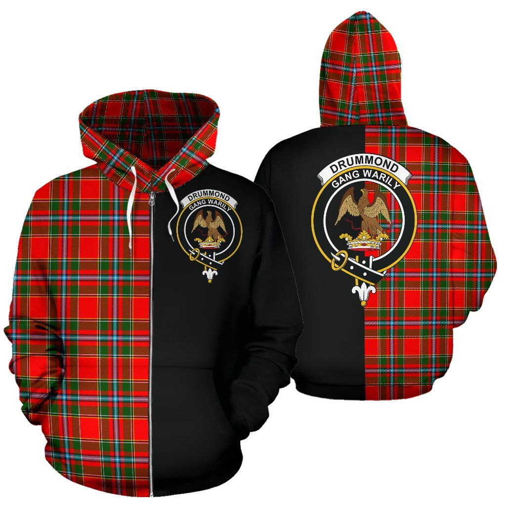 Drummond of Perth Tartan Crest Zipper Hoodie - Half Of Me Style
