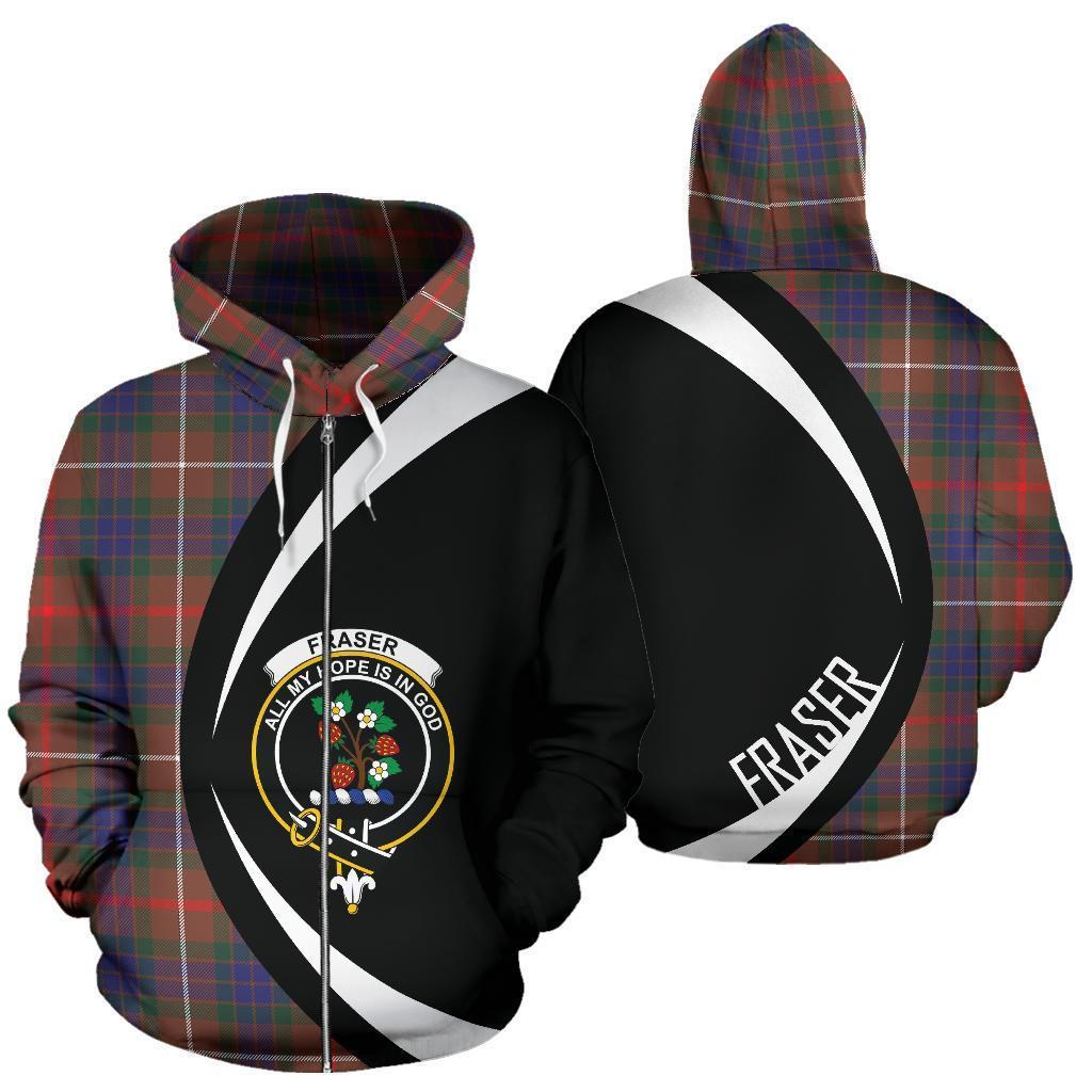 Fraser Hunting Modern Tartan Crest Zipper Hoodie - Circle Style