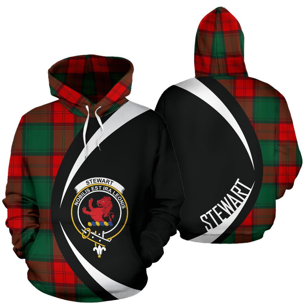 Stewart Atholl Modern Tartan Crest Hoodie - Circle Style
