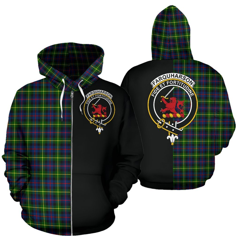Farquharson Modern Tartan Crest Zipper Hoodie - Half Of Me Style