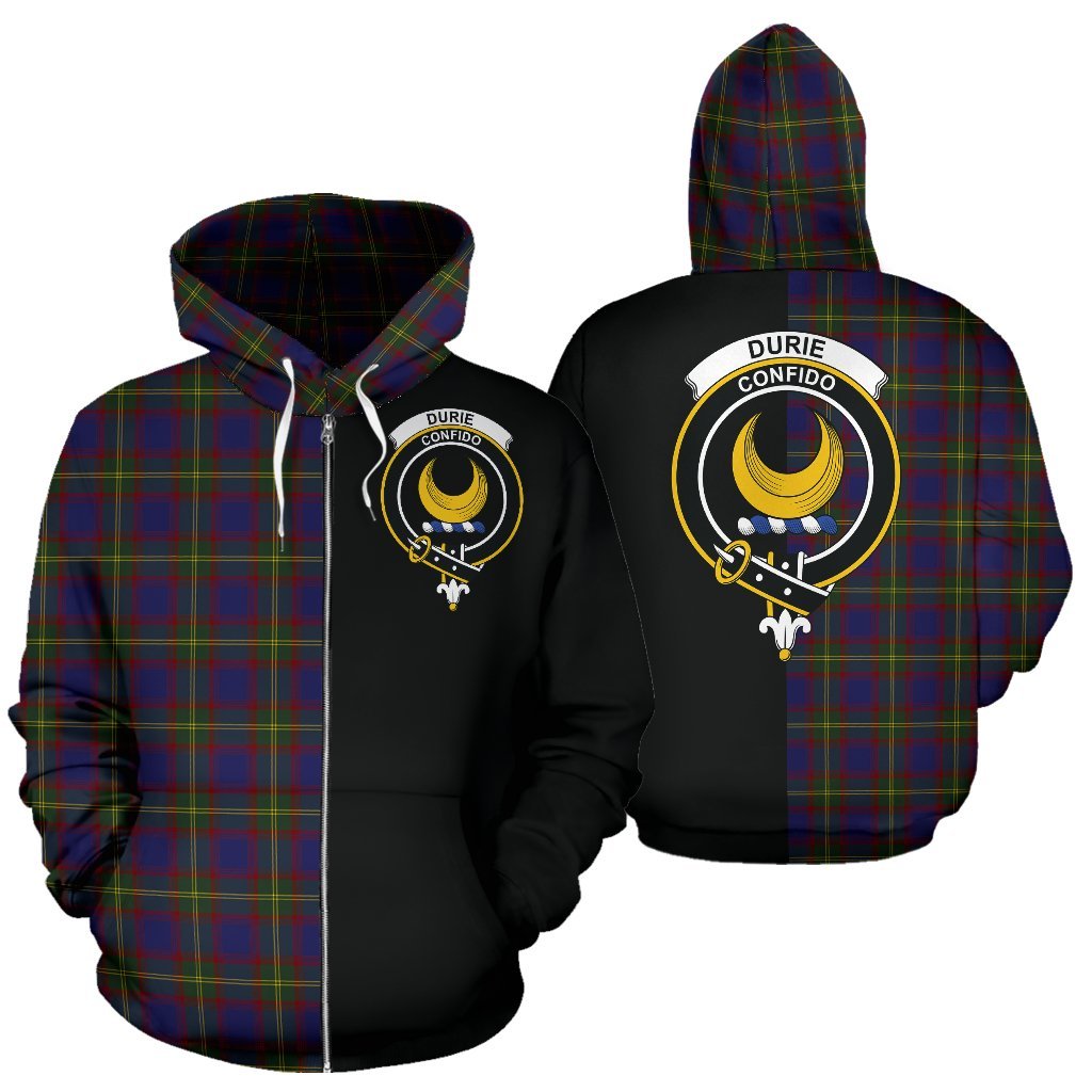 Durie Tartan Crest Zipper Hoodie - Half Of Me Style