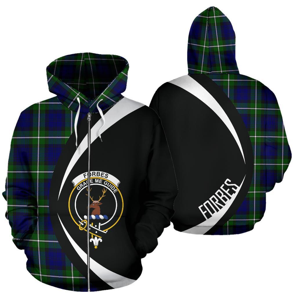Forbes Modern Tartan Crest Zipper Hoodie - Circle Style