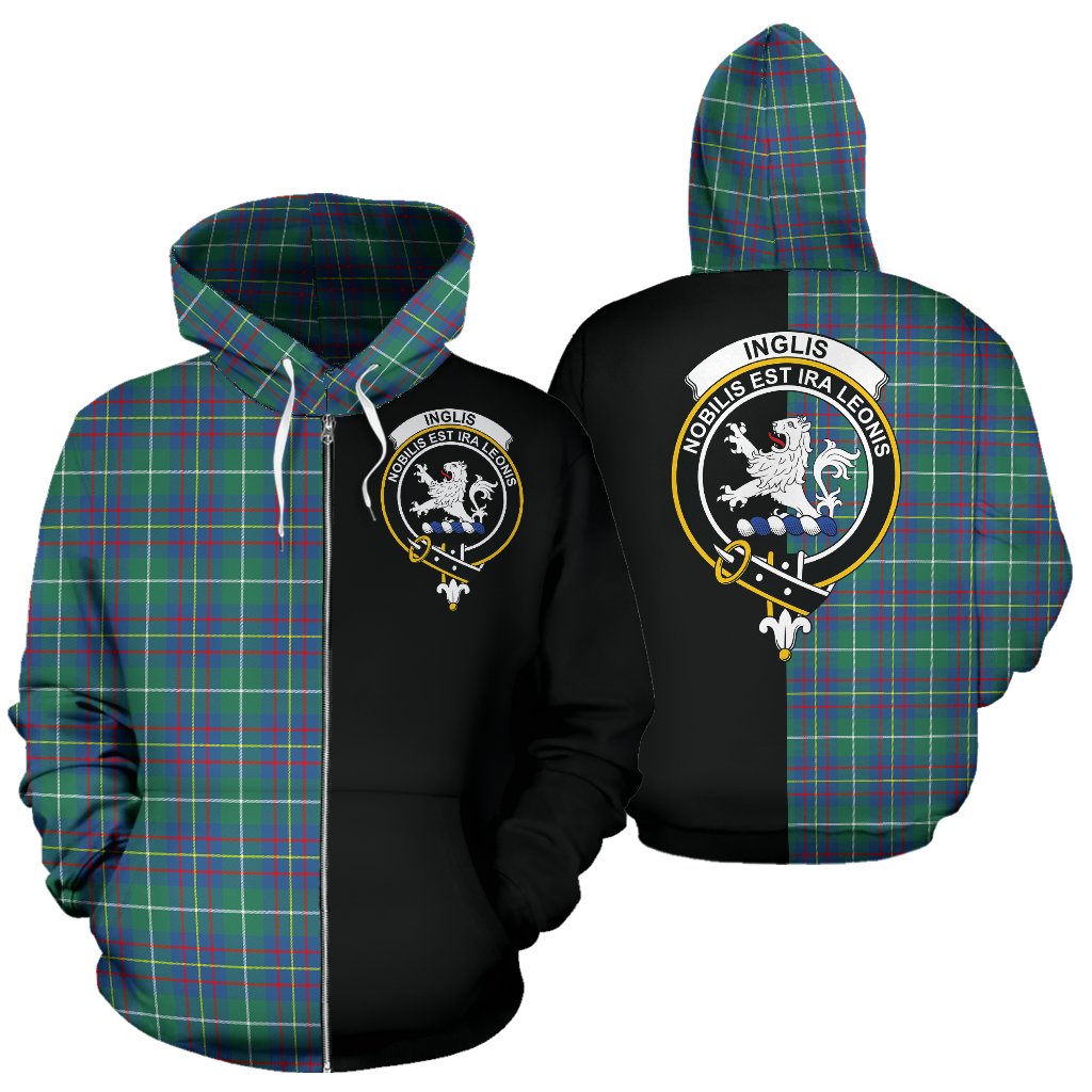 Inglis Ancient Tartan Crest Zipper Hoodie - Half Of Me Style