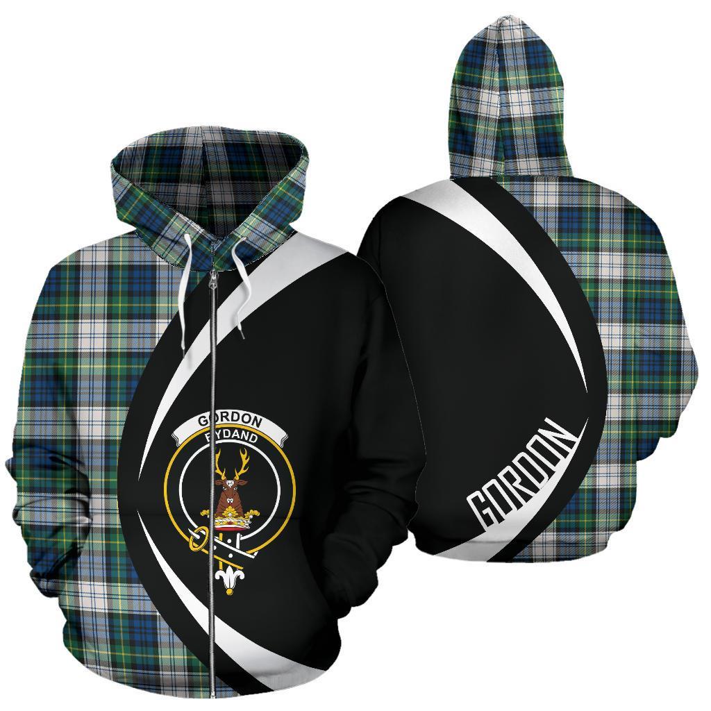 Gordon Dress Ancient Tartan Crest Zipper Hoodie - Circle Style