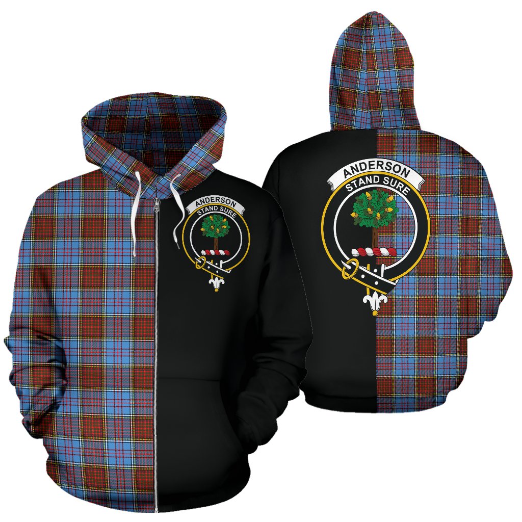 Anderson Modern Tartan Crest Zipper Hoodie - Half Of Me Style