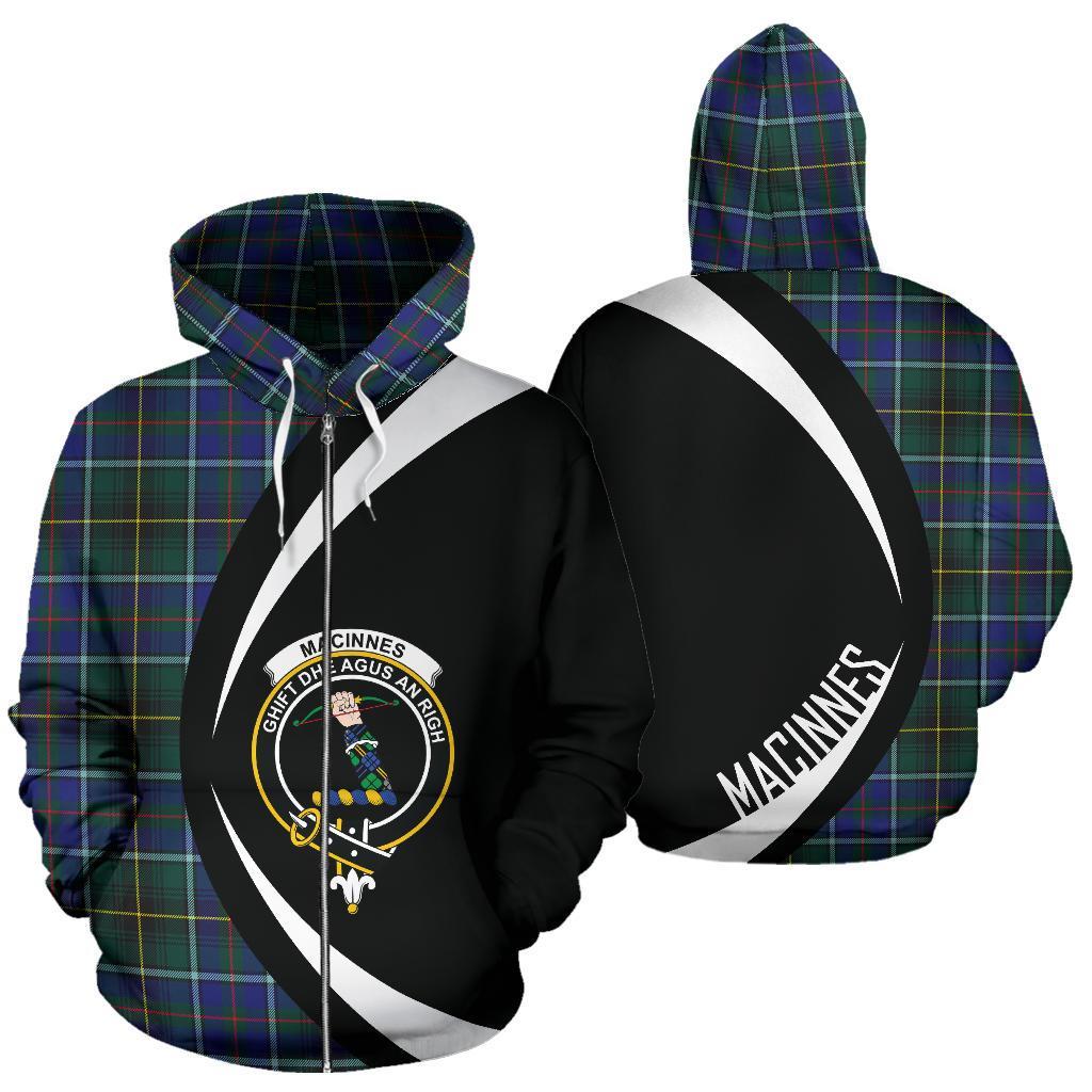 MacInnes Modern Tartan Crest Zipper Hoodie - Circle Style