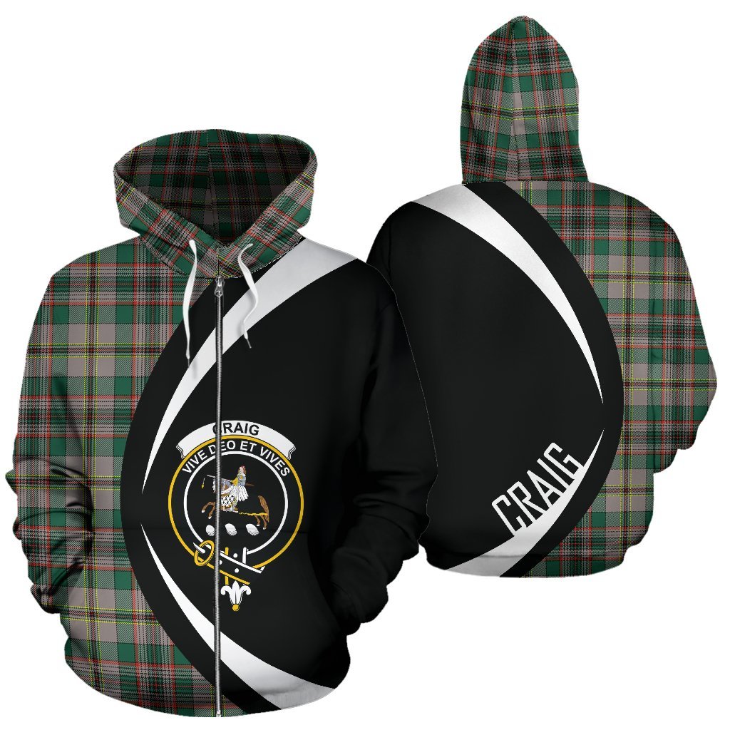 Craig Ancient Tartan Crest Zipper Hoodie - Circle Style