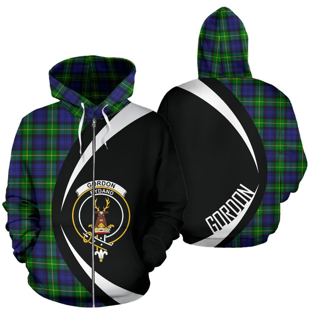 Gordon Modern Tartan Crest Zipper Hoodie - Circle Style