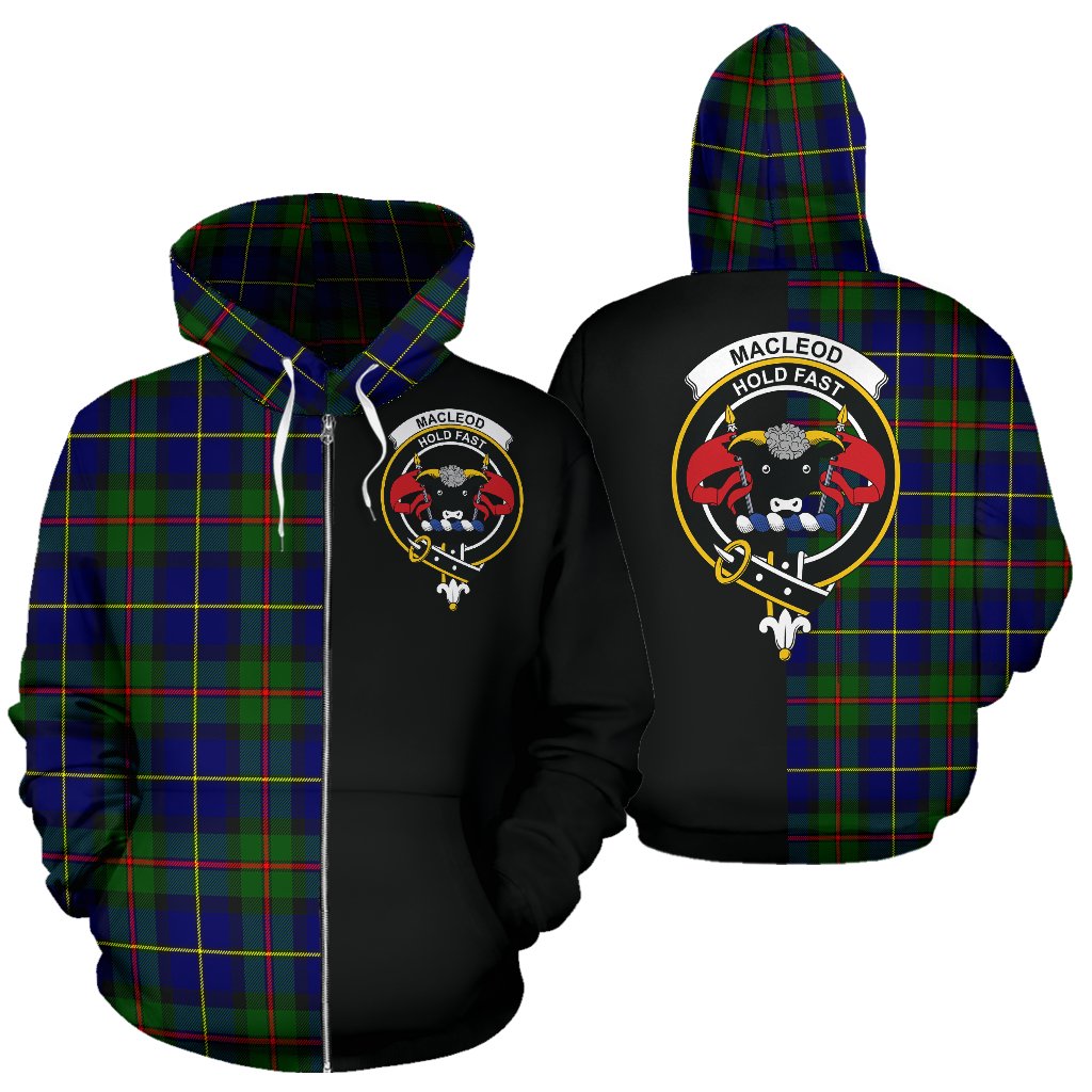 MacLeod of Harris Modern Tartan Crest Zipper Hoodie - Half Of Me Style