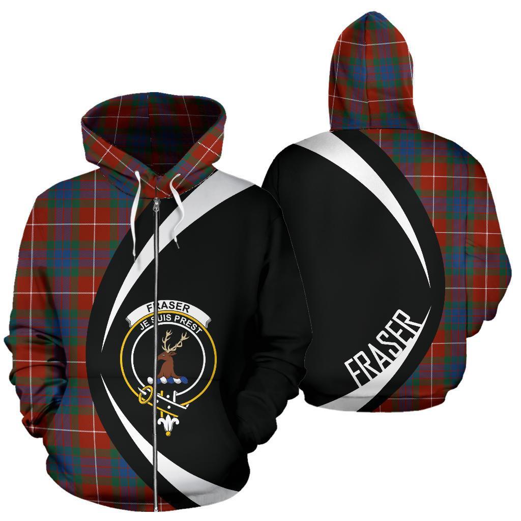 Fraser Ancient Tartan Crest Zipper Hoodie - Circle Style