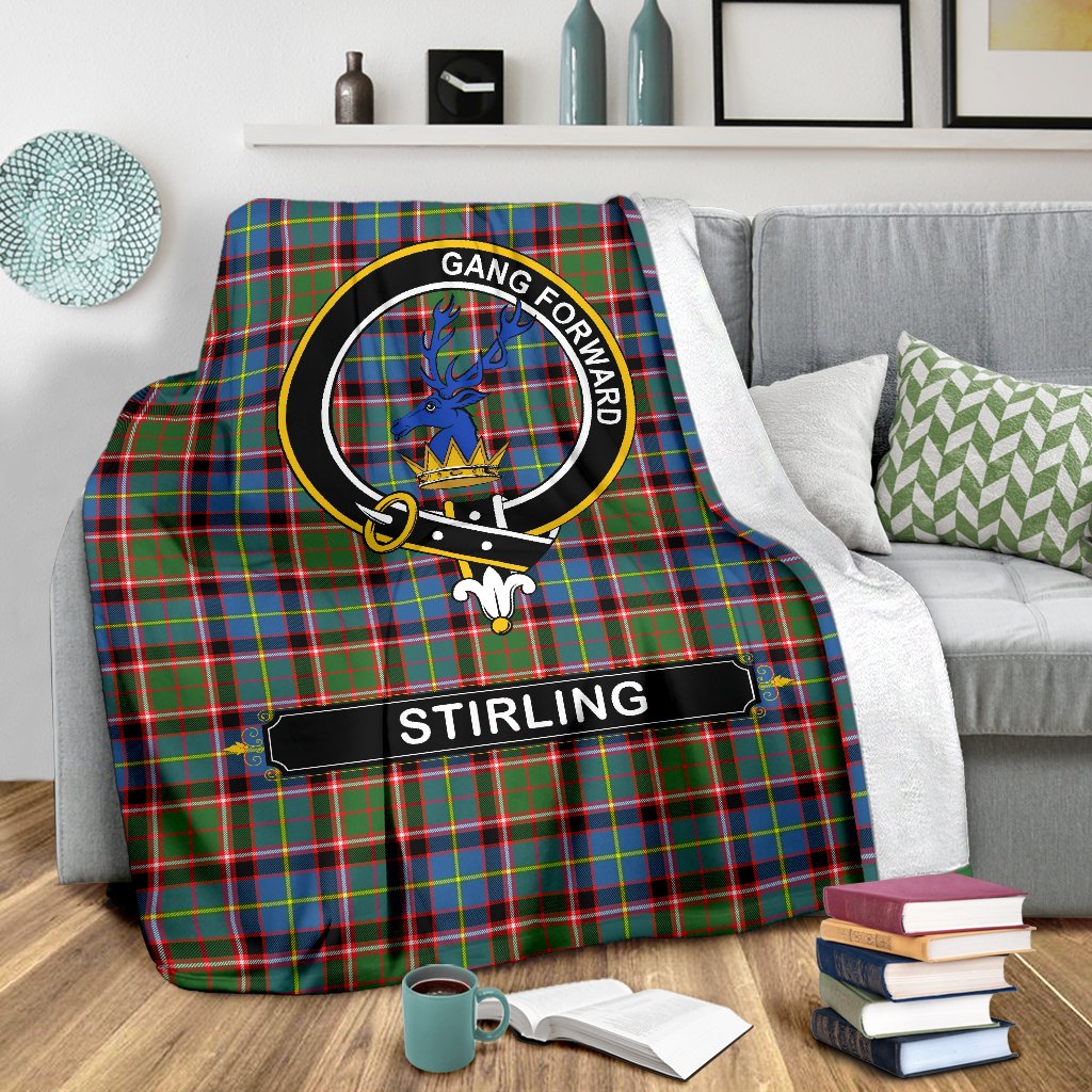 Stirling (of Cadder-Present Chief) Family Tartan Crest Blanket - 3 Sizes