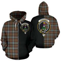 Fergusson Weathered Tartan Crest Zipper Hoodie - Half Of Me Style