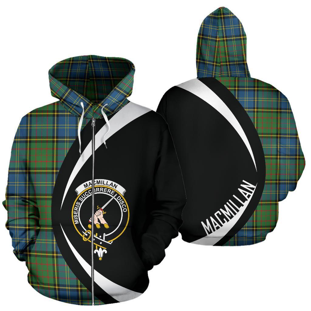 MacMillan Hunting Ancient Tartan Crest Zipper Hoodie - Circle Style