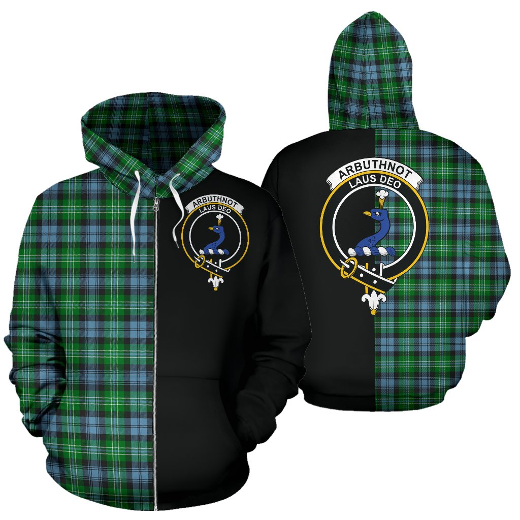 Arbuthnot Ancient Tartan Crest Zipper Hoodie - Half Of Me Style