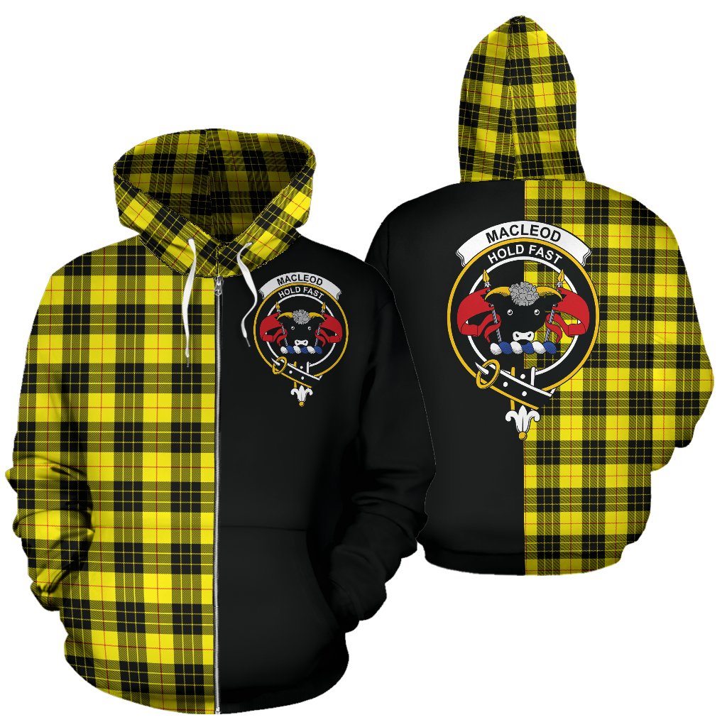 Macleod Of Lewis Modern Tartan Crest Zipper Hoodie - Half Of Me Style