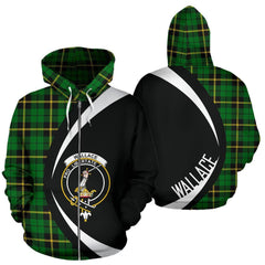 Wallace Hunting - Green Tartan Crest Zipper Hoodie - Circle Style