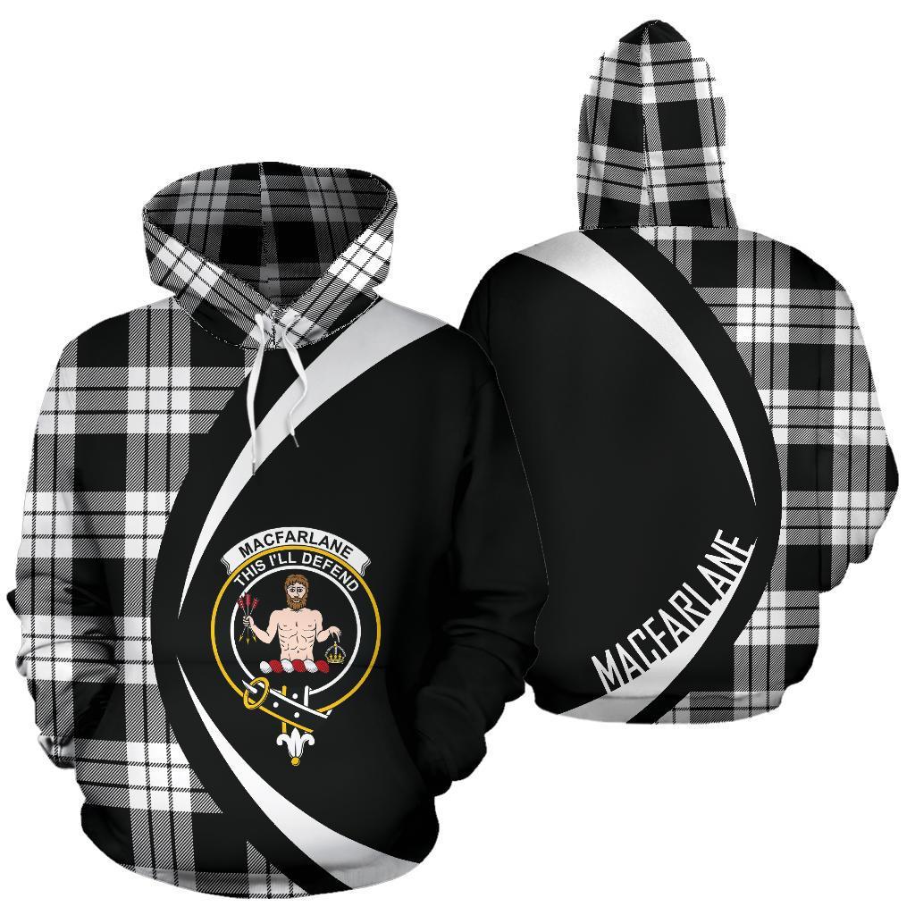 MacFarlane Black And White Crest Tartan Hoodie - Circle Style
