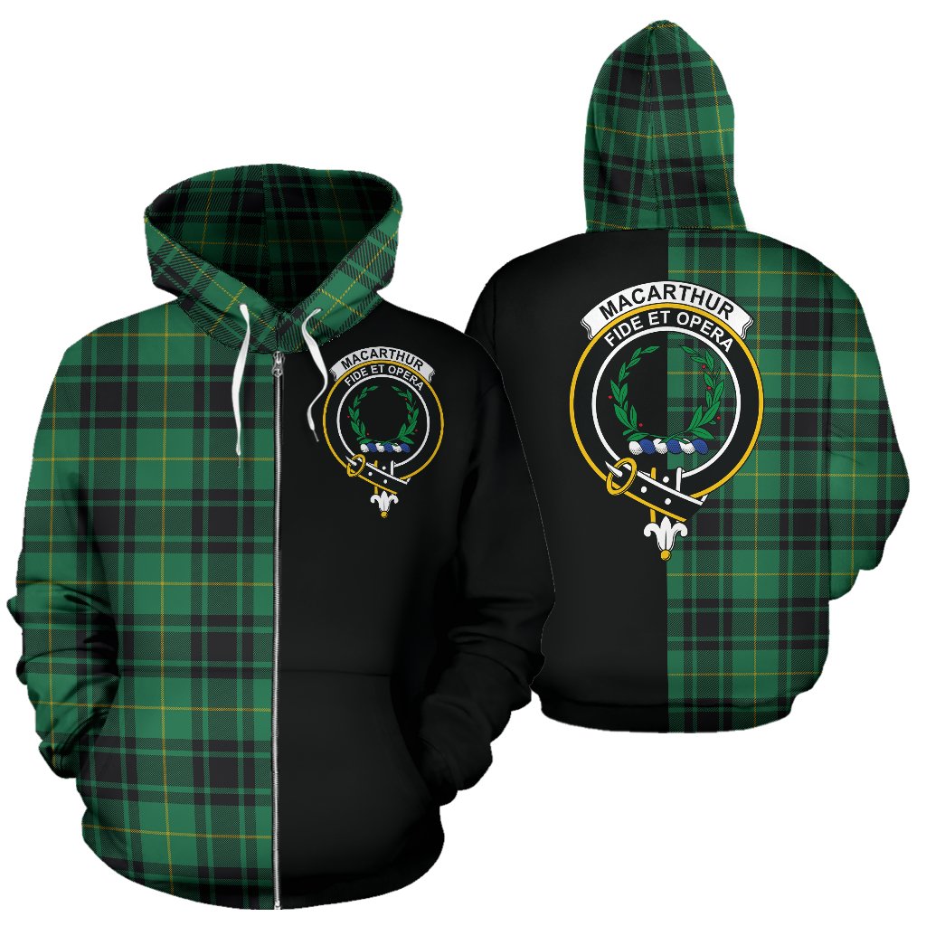 Macarthur Ancient Tartan Crest Zipper Hoodie - Half Of Me Style