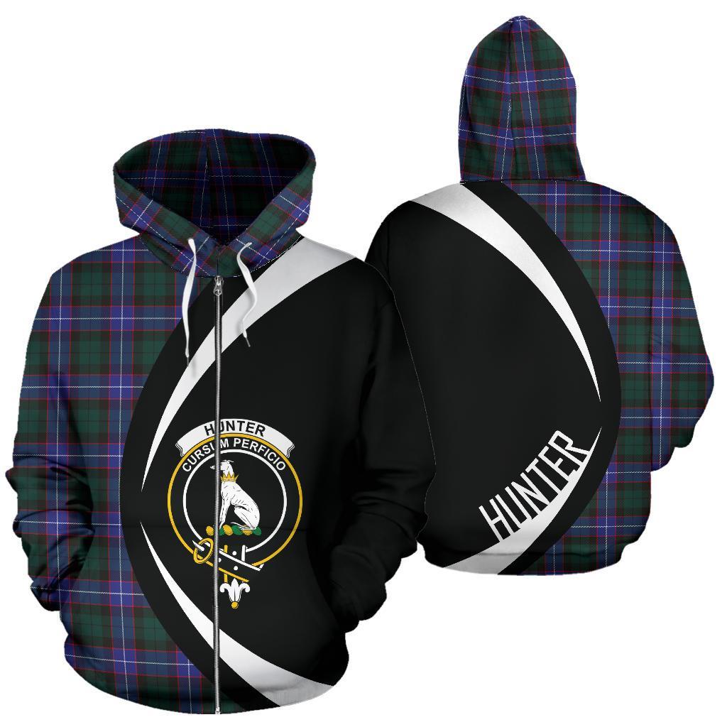 Hunter Modern Tartan Crest Zipper Hoodie - Circle Style