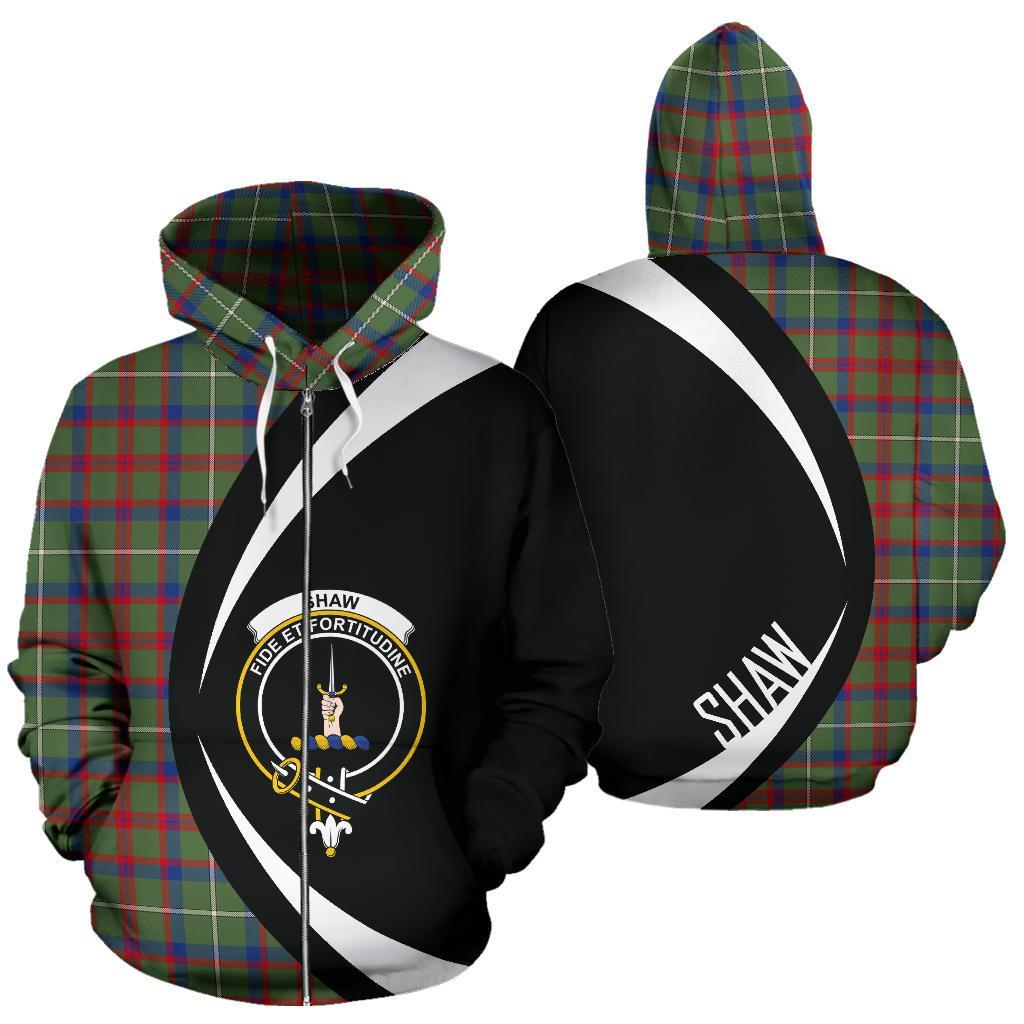 Shaw Green Modern Tartan Crest Zipper Hoodie - Circle Style