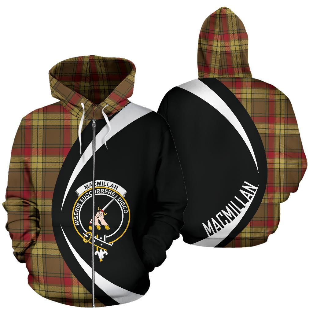 MacMillan Old Weathered Tartan Crest Zipper Hoodie - Circle Style