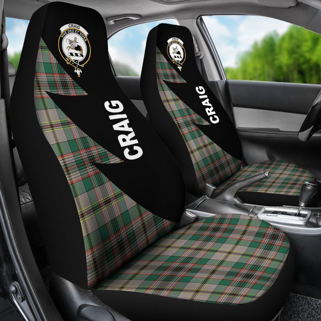 Craig Ancient Tartan Crest Car Seat Cover - Flash Style