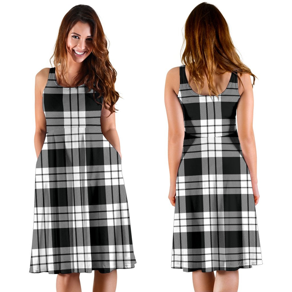 MacFarlane Black And White Tartan Midi Dress