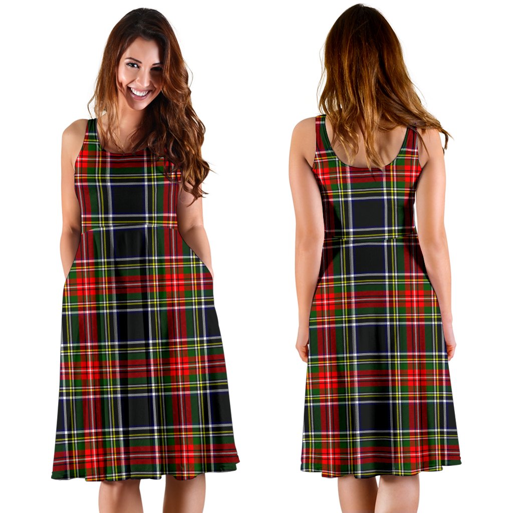 Stewart Black Tartan Midi Dress