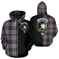 Cunningham Dress Blue Dancers Tartan Crest Zipper Hoodie - Half Of Me Style