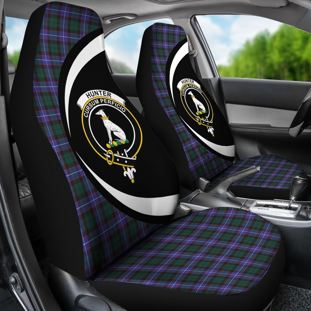 Hunter Modern Tartan Crest Circle Car Seat Cover