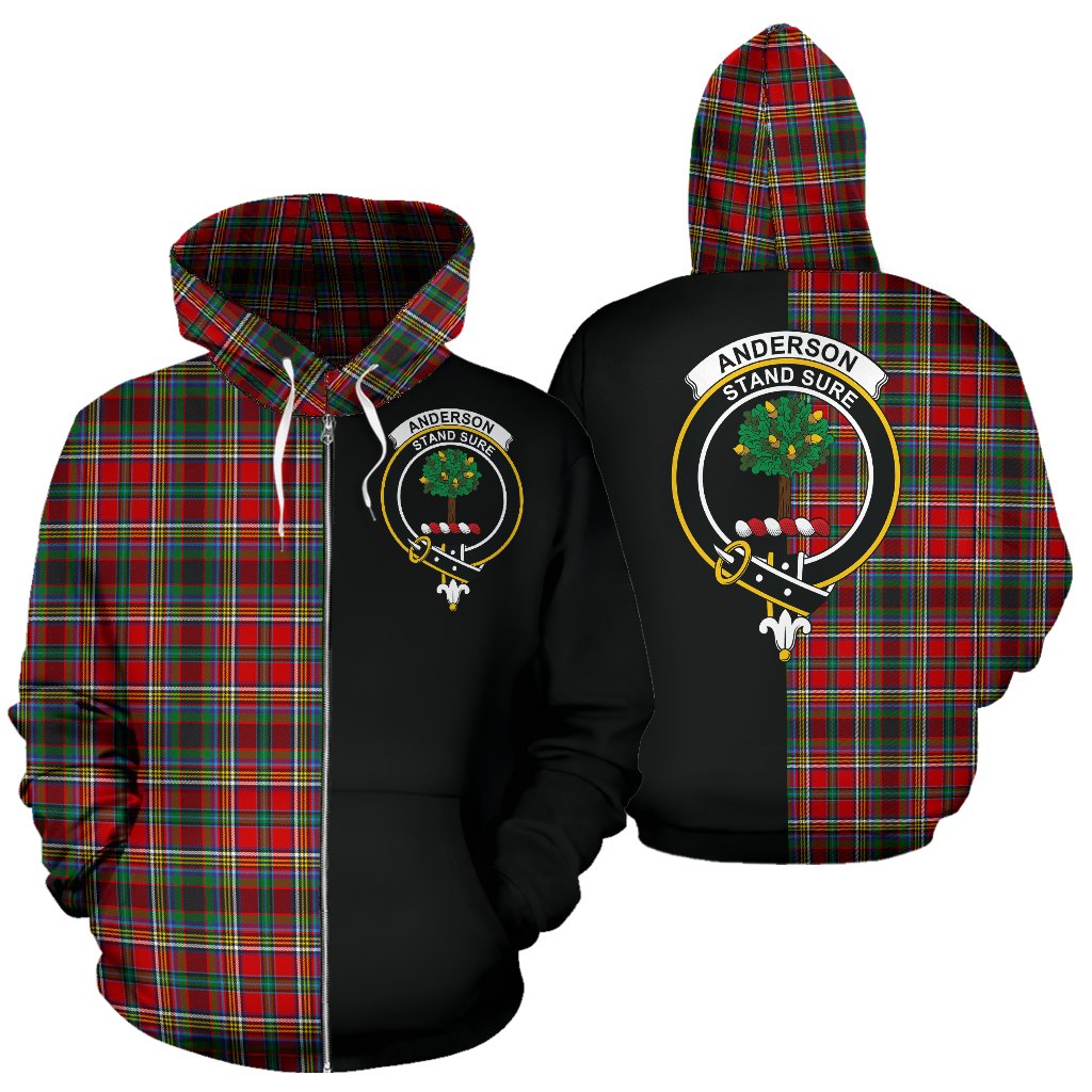 Anderson of Arbrake Tartan Crest Zipper Hoodie - Half Of Me Style