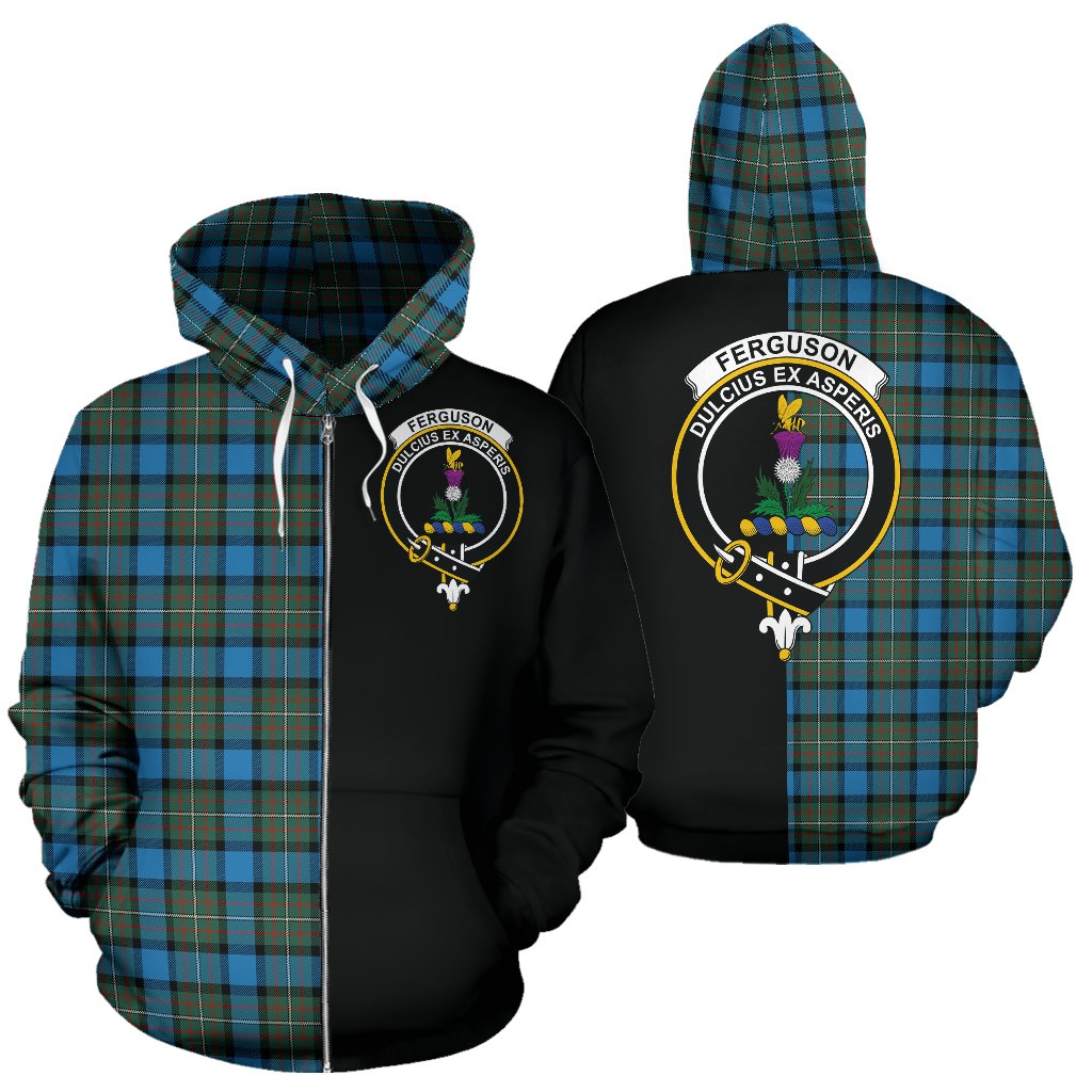 Fergusson Ancient Tartan Crest Zipper Hoodie - Half Of Me Style